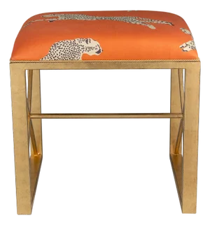Scalamandre Maison by Port 68 Medallion Gold with Leaping Cheetah Clementine Single Bench