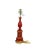 Vintage Red wooden hand-painted Chinoiserie Table lamp