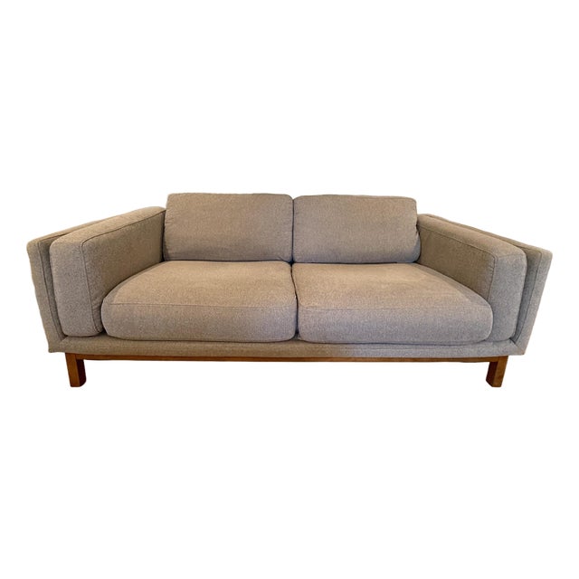 West Elm Dekalb 85" Sofa, Marled Microfiber, Heather Gray Mid-Century Modern For Sale