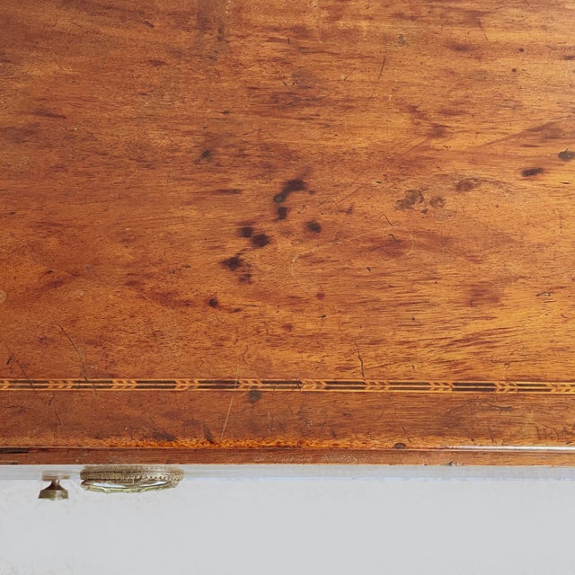 Italian Desk in Wood with Drawers and Brass Handles, Late 1800s For Sale - Image 13 of 18