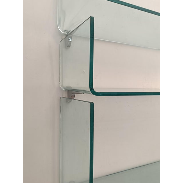 Metal Glass Babila Shelves by Luca Casini for Fiam, Italy, 1990s, Set of 3 For Sale - Image 7 of 12