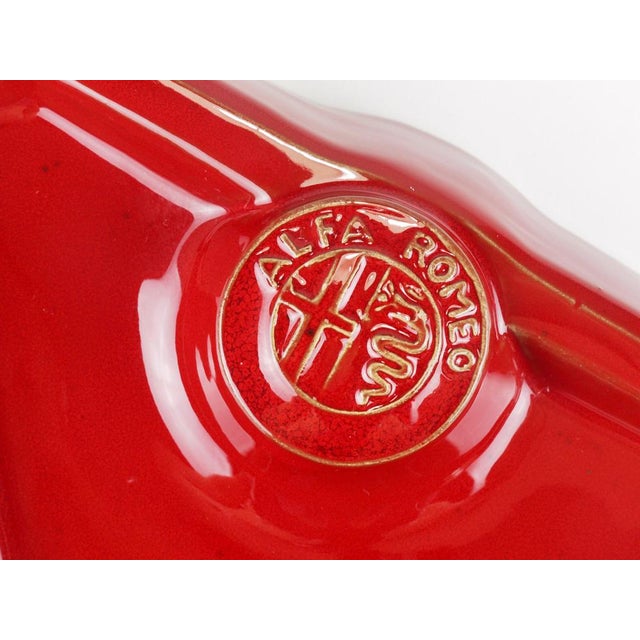 Gold Red Ceramic Ashtray by Alfa Romeo, Italy, 1970s For Sale - Image 8 of 17