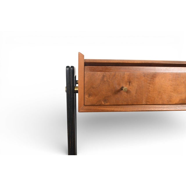 Mid 20th Century Teak + Black Lacquer Console Table With Drawer For Sale - Image 4 of 12