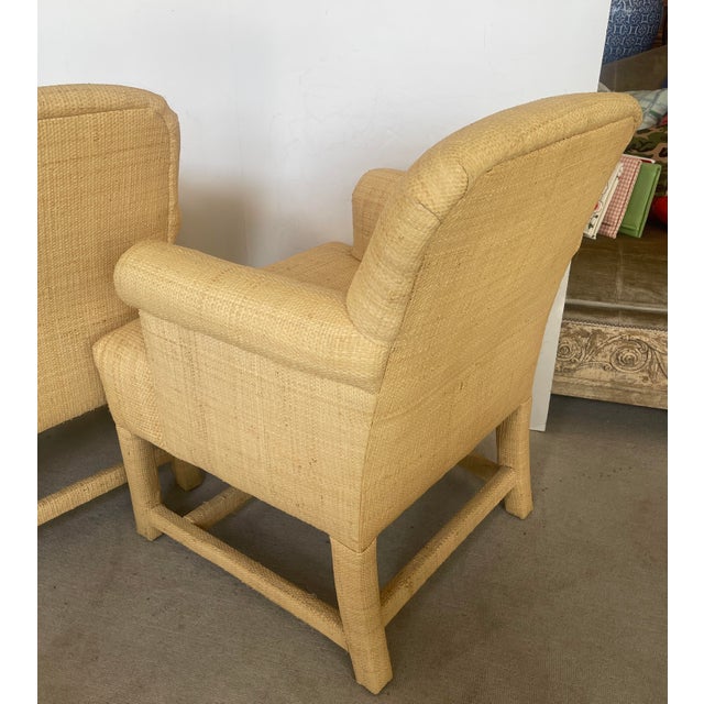 Wood Pair Vintage Natural Raffia Armchairs, 1980s For Sale - Image 7 of 18