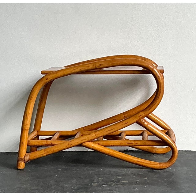Mid 20th Century Vintage 1950s Bent Rattan Side Table For Sale - Image 5 of 12