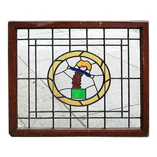 Vintage Stained Glass Window - Jack in the Box For Sale