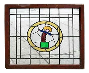 Vintage Stained Glass Window - Jack in the Box