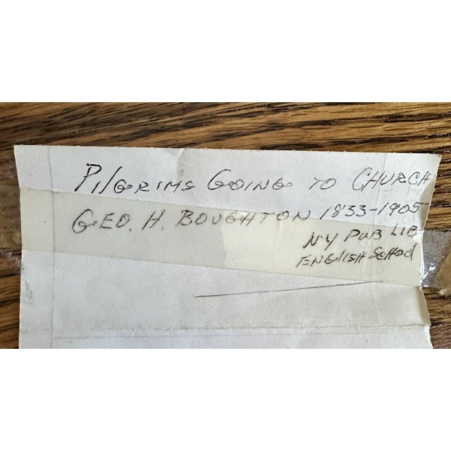 Glass Vintage Americana George H. Boughton Print of Pilgrims Going to Church in Lovely Frame For Sale - Image 7 of 10