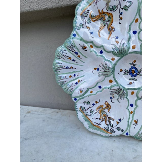 French Faience Oyster Plate Moustiers Style, Circa 1940 For Sale - Image 4 of 8