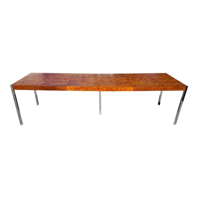 Harvey Probber MCM Burl Dining Conference Table 2 Leaves For Sale