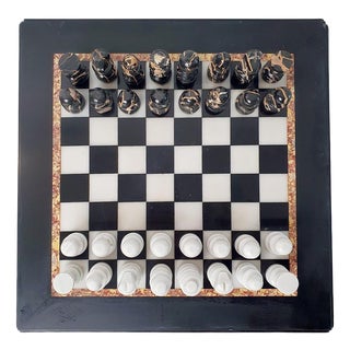 Mid-Century Modern Italian Marble Chess Board, 1980s For Sale