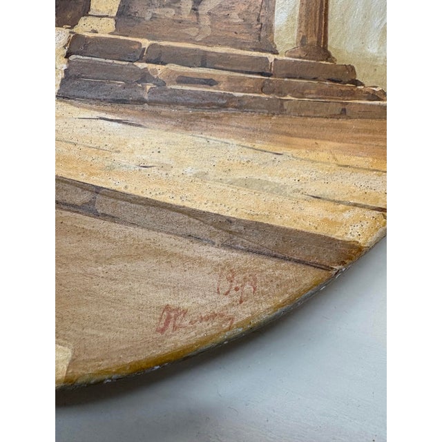 1940s Vintage Neoclassic Hand Painted/Signed Terra Cotta Wall Plate Depicting Temple of Athena For Sale In New York - Image 6 of 8