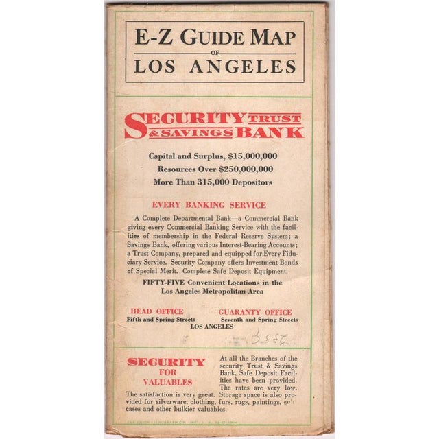 Antique E-Z Guide Map of Los Angeles with Rotating Locator, 1927 For Sale - Image 11 of 12