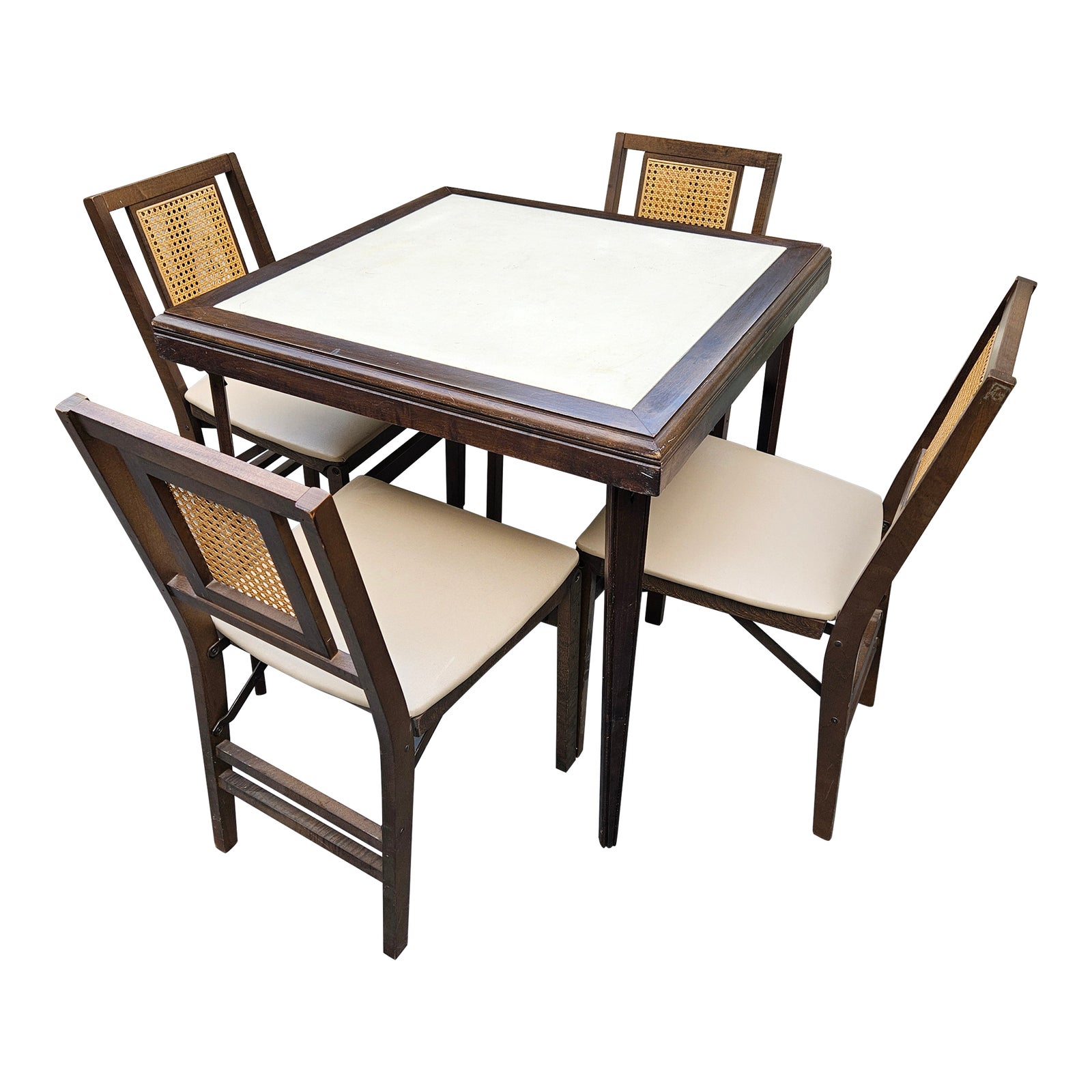 Mid 20th Century Folding Card Table and Stakmore Chairs a Set of 5