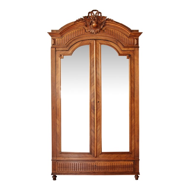 Monumental Antique Carved Oak Armoire For Sale