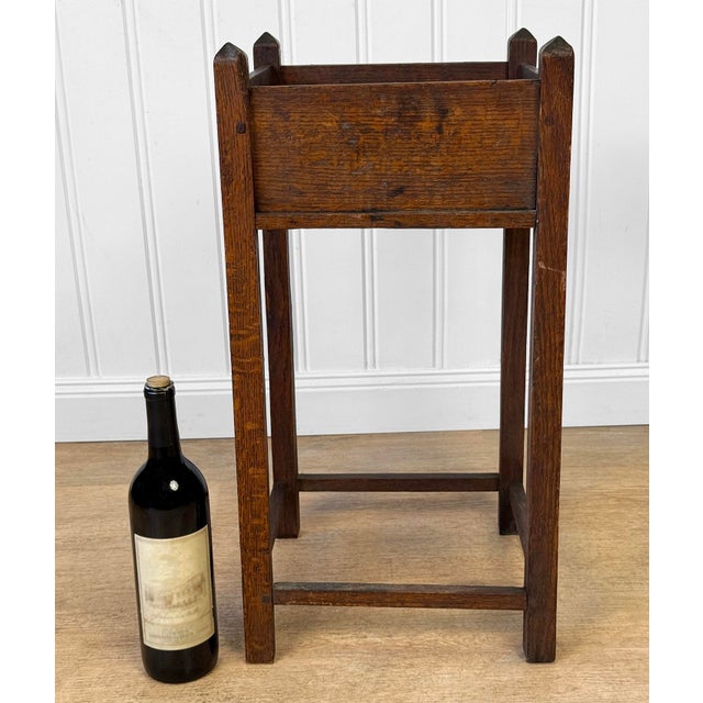 - Original Arts & Crafts Movement Oak Plant Stand - Solid Oak with Wonderful Quartersawn Grain - Aged Deep Satin Finish...