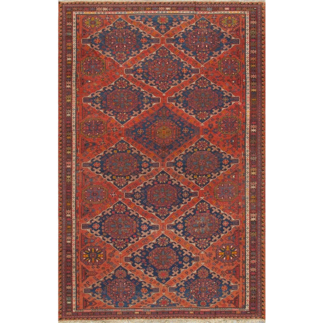 Antique Sumak Rust/Navy Rug, 10' 4" X 16' 4" For Sale
