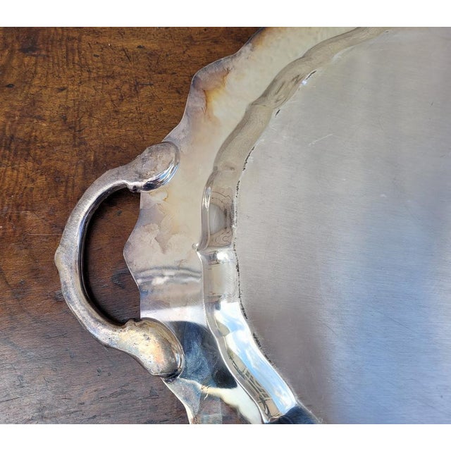 Antique Silver Metal Tray For Sale - Image 5 of 17