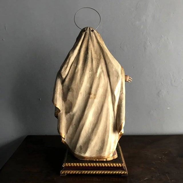 Mid 19th Century Antique Spanish Colonial Statue Santo Madonna For Sale - Image 5 of 11
