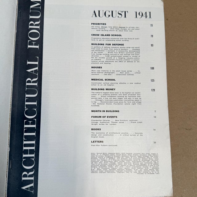 The Architectural Forum August 1941 Magazine Time Inc For Sale - Image 4 of 9