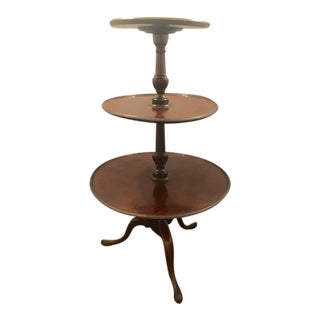 Revolving Georgian Three Tiered Mahogany Butlers Table Dumbwaiter For Sale