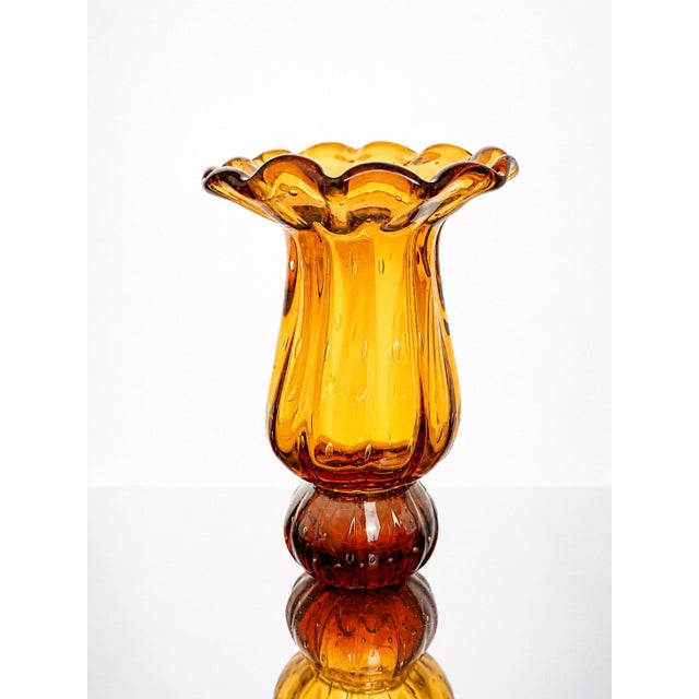 Vintage Amber Art Glass Vase from Egermann, Czechoslovakia, 1980s For Sale - Image 6 of 6
