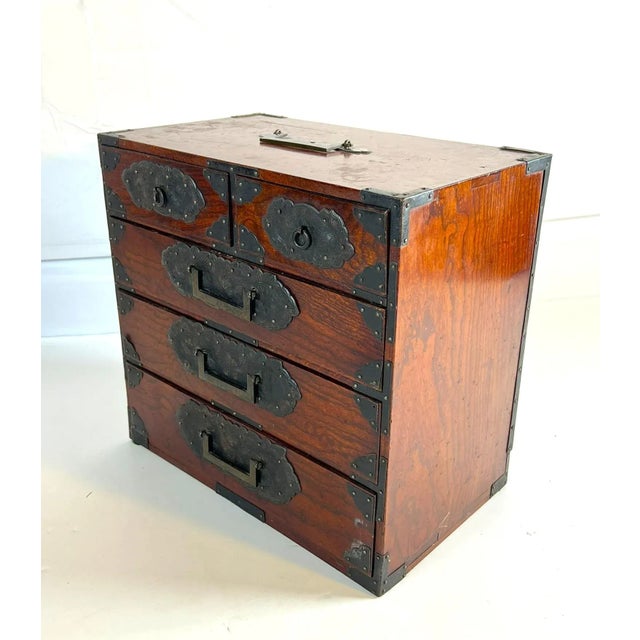 Japanese Meiji Period Keyaki Box With Ornate Metalwork For Sale - Image 4 of 17