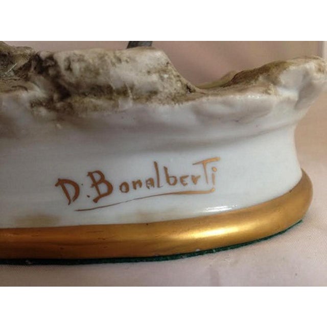 Ceramic Vintage Italian Capodimonte Porcelain Figurine of Boy Riding Donkey With Cart by Dino Bonalberti For Sale - Image 7 of 8