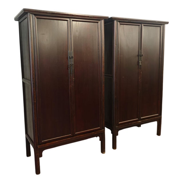 19th Century Pair of Chinese Elm Wardrobe Armoire For Sale
