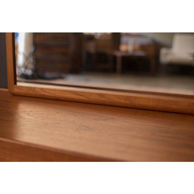 Brown Vintage Sculptural Danish Teak Hanging Wall Mirror by Nordisk Andels-Eksport For Sale - Image 8 of 14