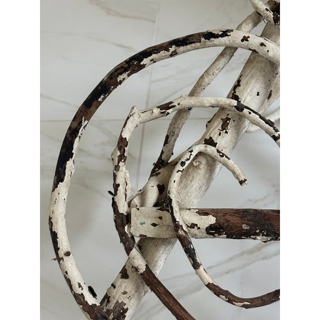 Early 20th Century Antique Folk Art Handcrafted Adirondack Style Twig Table With Decorative Scroll Base For Sale - Image 13 of 16