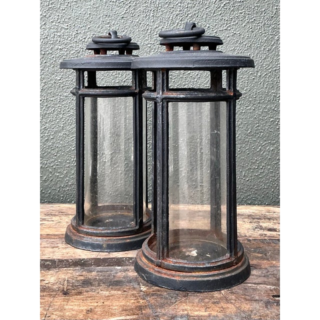 Vintage Wrought Iron Lanterns - A Pair For Sale - Image 11 of 12