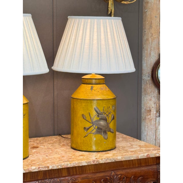 Early 20th Century French Tole Tea Canister Table Lamps For Sale - Image 9 of 14