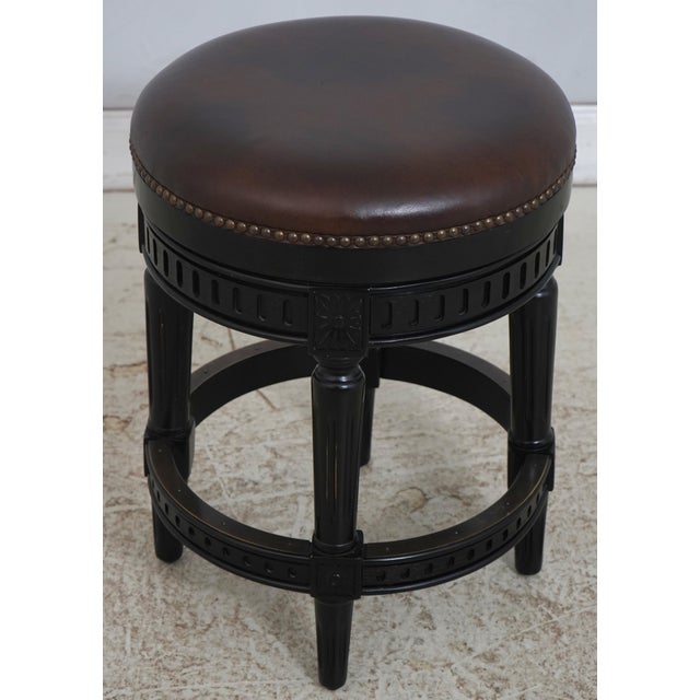 Set of 4 Frontgate Leather Counter Stools For Sale - Image 4 of 17
