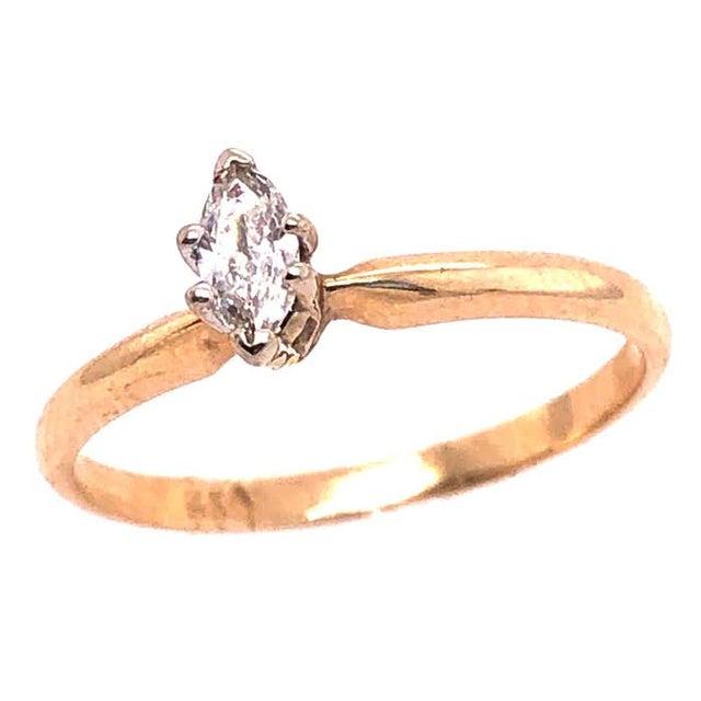 14 Karat Two-Tone Gold Diamond Solitaire Engagement Ring 0.15 TDW, Size 8 For Sale - Image 4 of 6