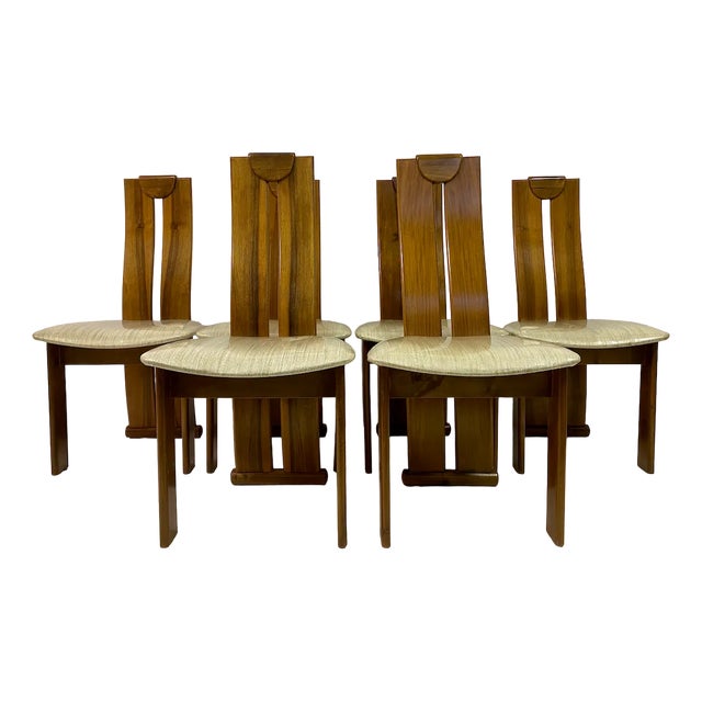 Italian Dining Chairs in the Style of Afra and Tobia Scarpa, 1970s, Set of 6 For Sale