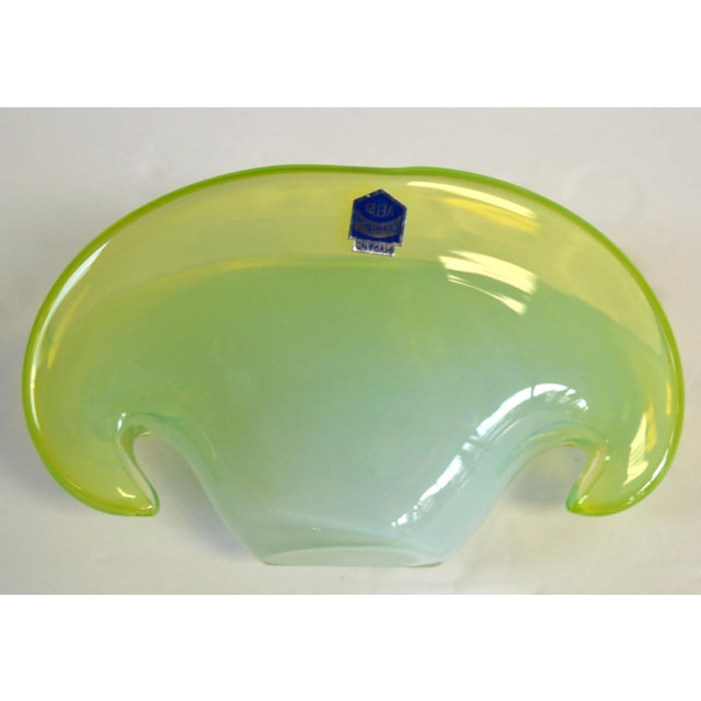 Glass Cenedese Blown Murano Art Glass Neon Green and Clear Encased Bowl Vessel For Sale - Image 7 of 12