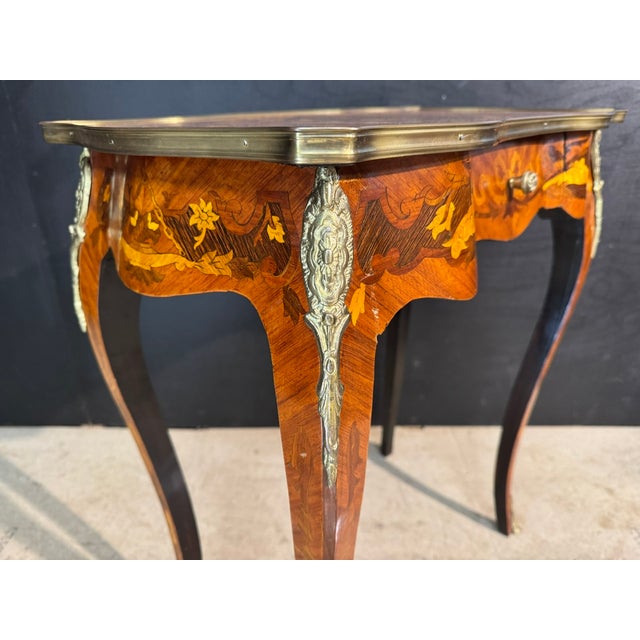 Wood French Marquetry Lamp Table, 1890 For Sale - Image 7 of 16