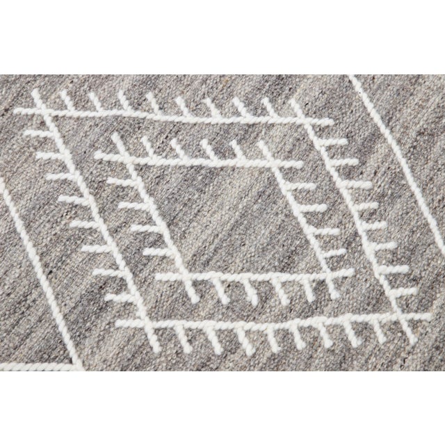 Apadana's Nantucket Collection Flatweave Kilim Coastal Designed Gray Wool Rug For Sale - Image 11 of 12