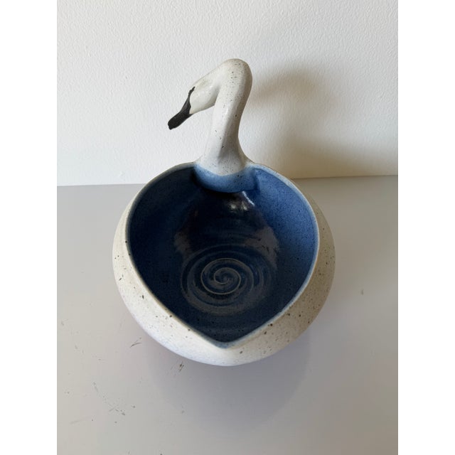 1980’s Vintage Handmade Ceramic Swan Bowl or Planter, Signed For Sale - Image 9 of 12