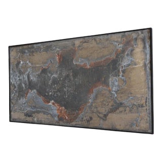 Abstract Metal Artwork in Wooden Frame For Sale