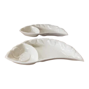 Pair of Vintage Belmar of California #406 Angel Wing Ceramic Divided Dishes