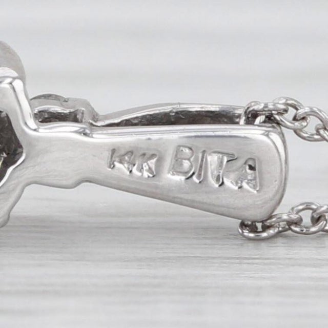 Modern 1.70ctw Blue Sapphire Diamond Pendant Necklace 14k White Gold 18" Cable Chain For Sale - Image 3 of 6