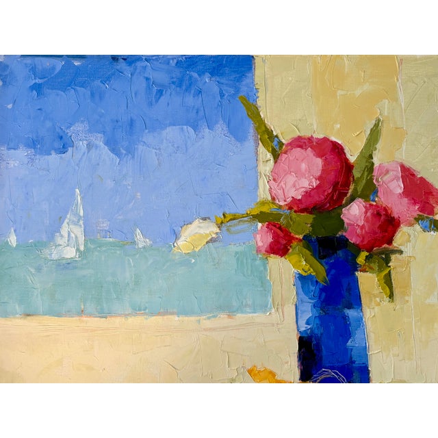 Contemporary Passing Sailboats by Carol Maguire, Framed For Sale - Image 3 of 5