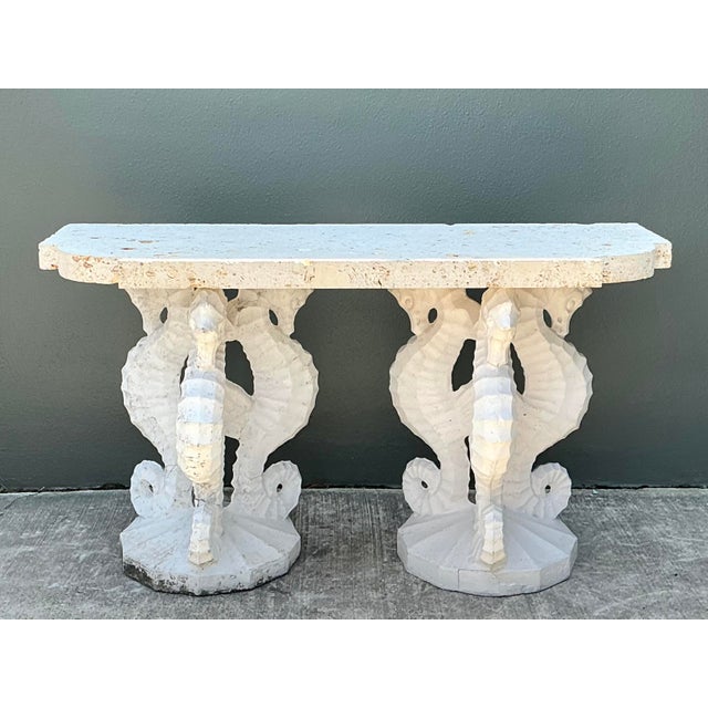 Late 20th Century Vintage Coquina Seahorse Console Table For Sale - Image 5 of 12