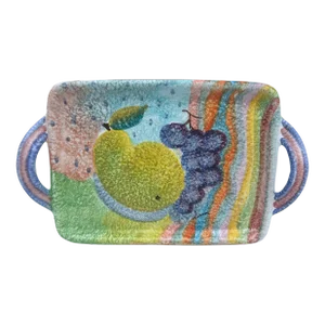 Vintage Ceramic Abstract Fruit Still Life Tray, Italy