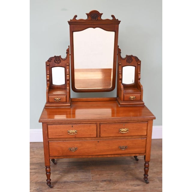 Antique Art Nouveau Edwardian Dressing Table in Mahogany, 1900 For Sale - Image 6 of 6