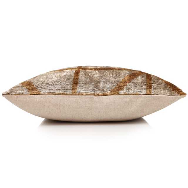 2020s The Artisan Geometric Silk Velvet Pillow - Bronze & Gold 20x20 In For Sale - Image 5 of 8