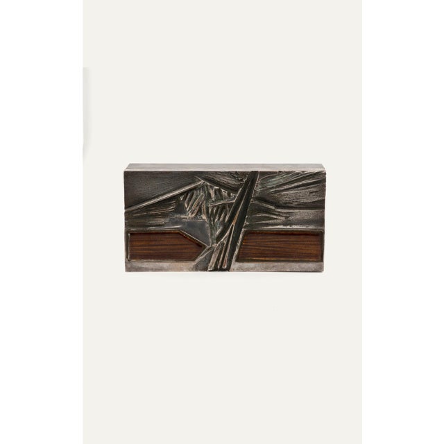 Italian mid-century bronze and enamel box by Studio Del Campo, Turin, 1960s. The heavy cast bronze box has a hinged lid...