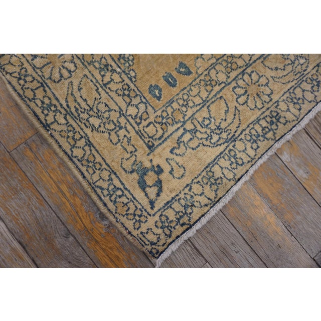 1930s Tan Camel Medallion Antique s.e. Persian Kirman Rug 2'8" X 14' Handknotted Wool Carpet For Sale In New York - Image 6 of 6